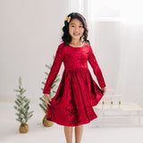 Gwendolyn Dress in Scarlet Red Crushed Velvet