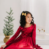 Gwendolyn Dress in Scarlet Red Crushed Velvet