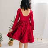 Gwendolyn Dress in Scarlet Red Crushed Velvet
