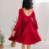 Gwendolyn Dress in Scarlet Red Crushed Velvet