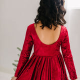 Gwendolyn Dress in Scarlet Red Crushed Velvet
