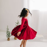 Gwendolyn Dress in Scarlet Red Crushed Velvet