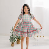 Aura Poplin Dress in Holiday Plaid