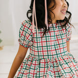 Aura Poplin Dress in Holiday Plaid