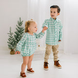 Boys Button Down in Winter Plaid