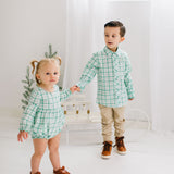 Boys Button Down in Winter Plaid
