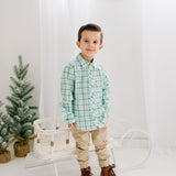 Boys Button Down in Winter Plaid