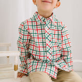 Boys Button Down in Holiday Plaid