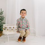 Boys Button Down in Holiday Plaid