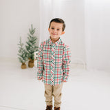 Boys Button Down in Holiday Plaid
