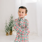 Boys Button Down in Holiday Plaid