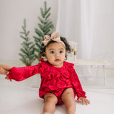 Hayley Romper in Scarlet Red Crushed Velvet