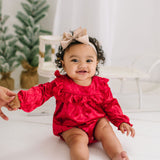 Hayley Romper in Scarlet Red Crushed Velvet