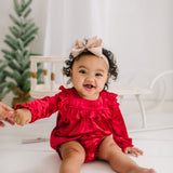 Hayley Romper in Scarlet Red Crushed Velvet