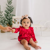 Hayley Romper in Scarlet Red Crushed Velvet