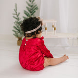 Hayley Romper in Scarlet Red Crushed Velvet