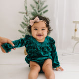 Hayley Romper in Green Crushed Velvet
