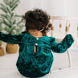 Hayley Romper in Green Crushed Velvet