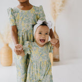 Puff Leggy Romper in Sunlit Sage