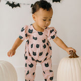Puffed Rosie Romper in Black Cat