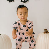 Puffed Rosie Romper in Black Cat
