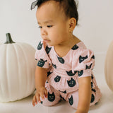 Puffed Rosie Romper in Black Cat