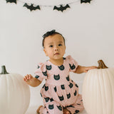 Puffed Rosie Romper in Black Cat