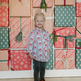 Boys Button Down in Vintage Santa