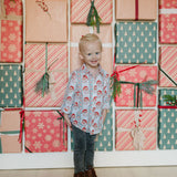 Boys Button Down in Vintage Santa