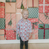 Boys Button Down in Vintage Santa