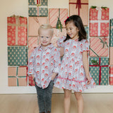 Boys Button Down in Vintage Santa