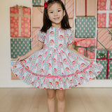 Aura Poplin Dress in Vintage Santa