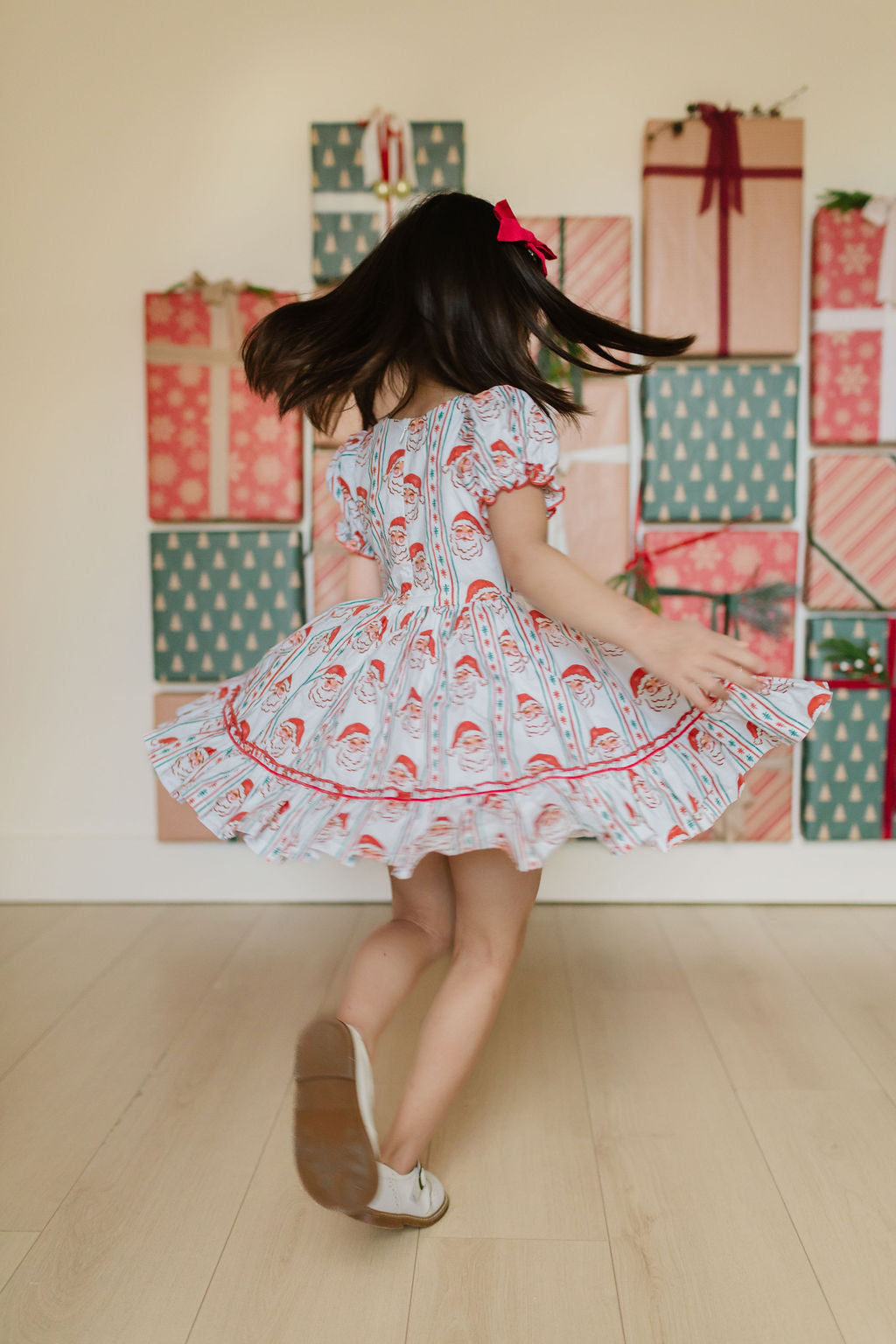 Aura Poplin Dress in Vintage Santa