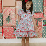Aura Poplin Dress in Vintage Santa