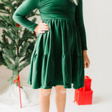 Gwendolyn Ruffle Dress in Evergreen