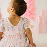 Puffed Rosie Romper in Sugar Plum