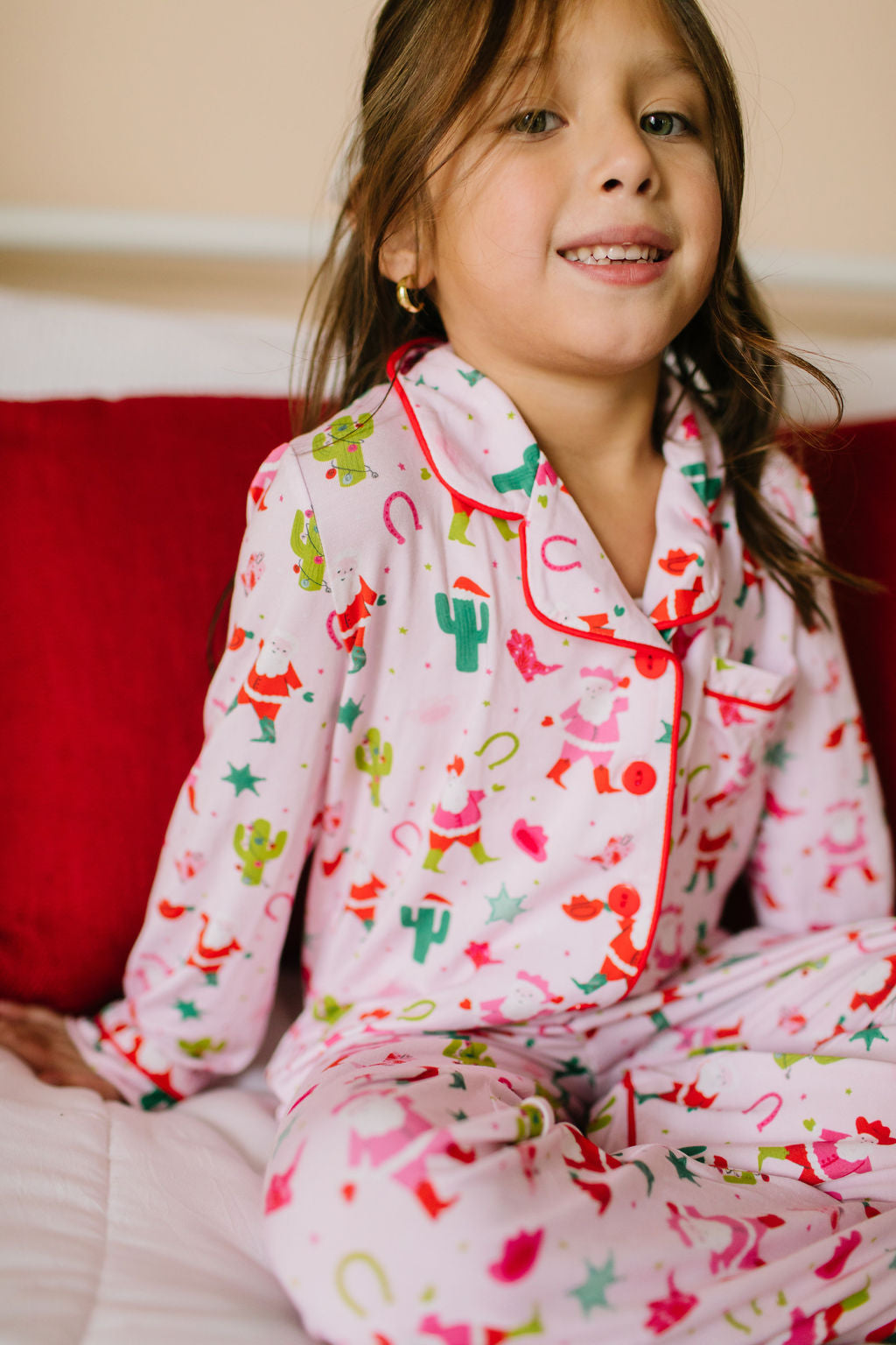 2 piece Button Up Pj Set In Cowboy Santa