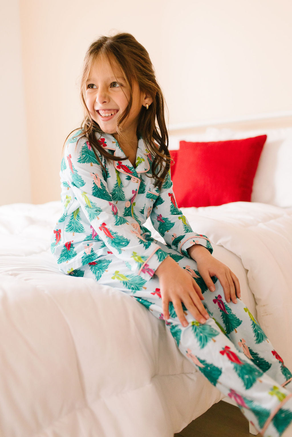 2 piece Button Up Pj Set In Trim The Tree