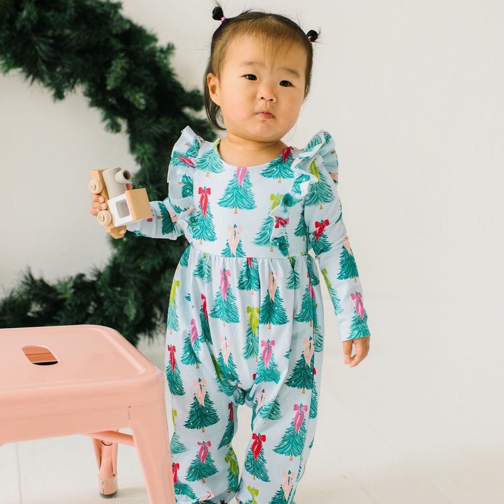 Mabel Bubble in Trim The Tree, Baby Girl Bubble Romper by Ollie Jay