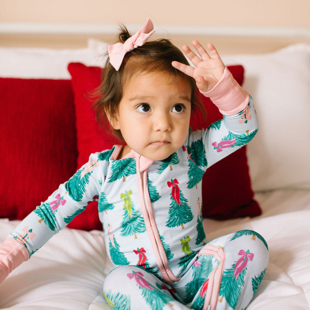 Zippy Bamboo Baby PJ in Trim The Tree, Baby Zip Pajamas by Ollie Jay