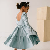 Gwendolyn Ruffle Dress in Dusty Blue