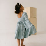 Gwendolyn Ruffle Dress in Dusty Blue
