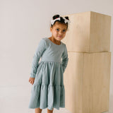 Gwendolyn Ruffle Dress in Dusty Blue