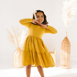 Gwendolyn Ruffle Dress in Marigold