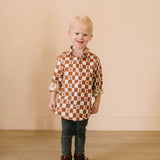 Boys Button Down in Gingerbread