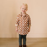 Boys Button Down in Gingerbread