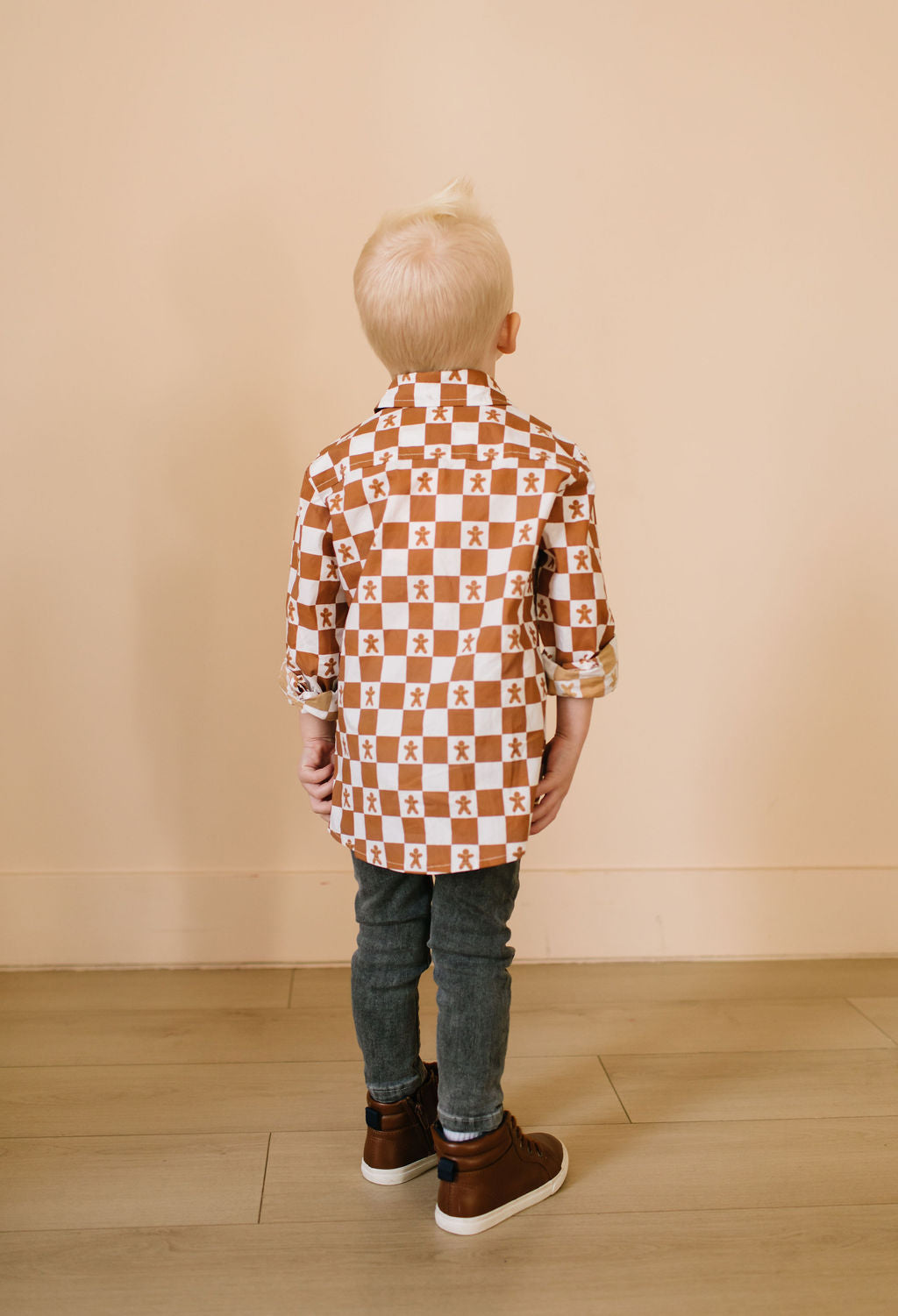 Boys Button Down in Gingerbread