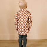 Boys Button Down in Gingerbread