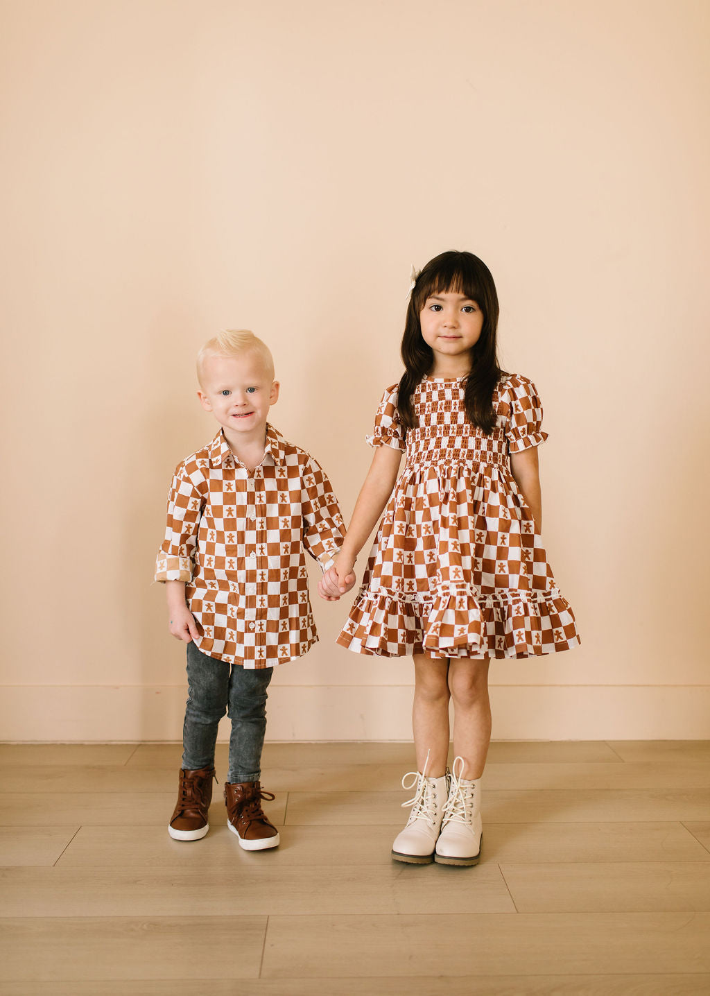 Boys Button Down in Gingerbread