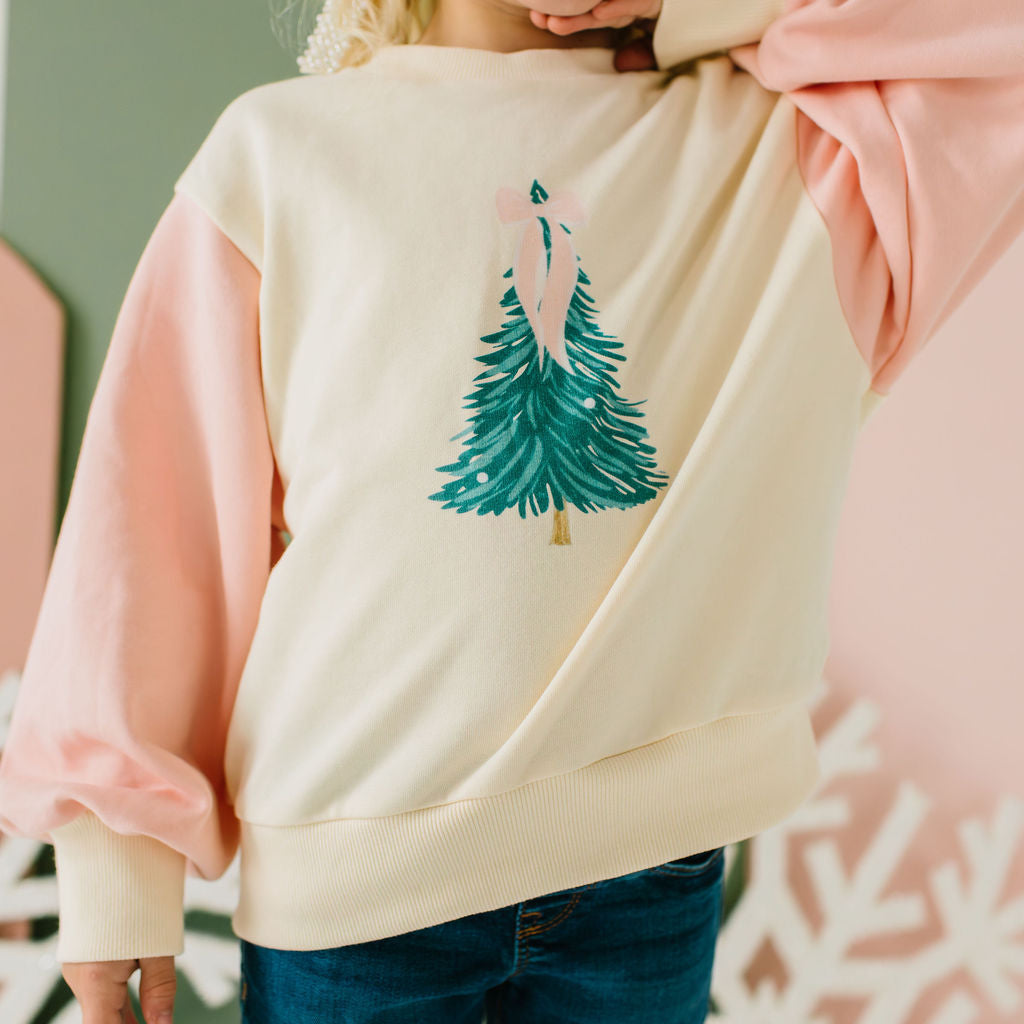 Kids' Christmas Raglan Sweatshirt, Trim The Tree by Ollie Jay